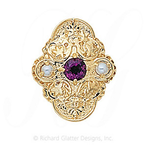 GS341 AMY/PL - 14 Karat Gold Slide with Amethyst center and Pearl accents 